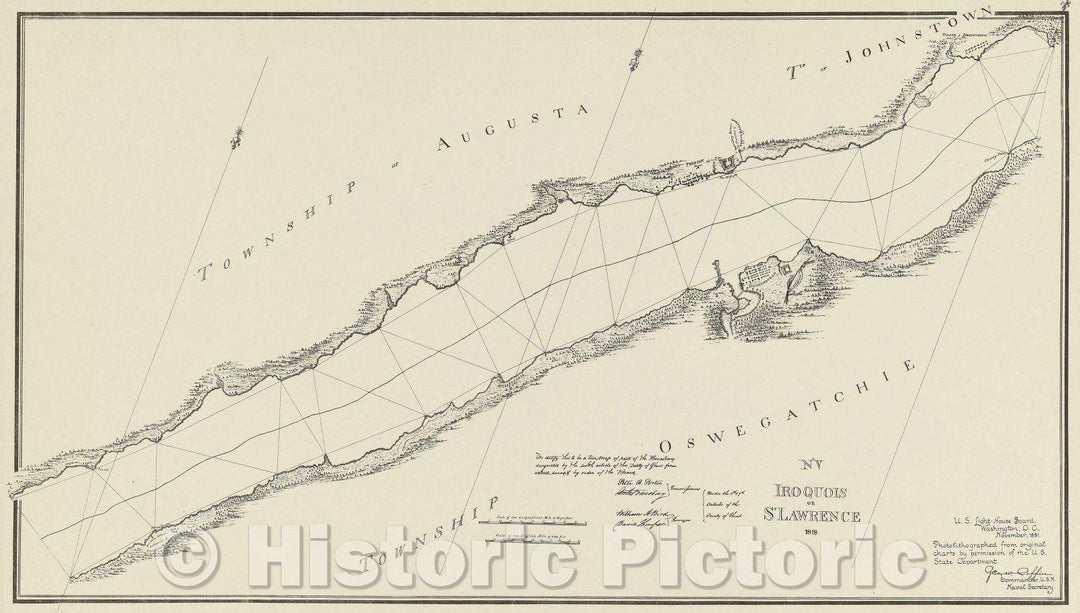 Historic Map : No.V Iroquois or St. Lawrence 1818, 1891 , Vintage Wall Art
