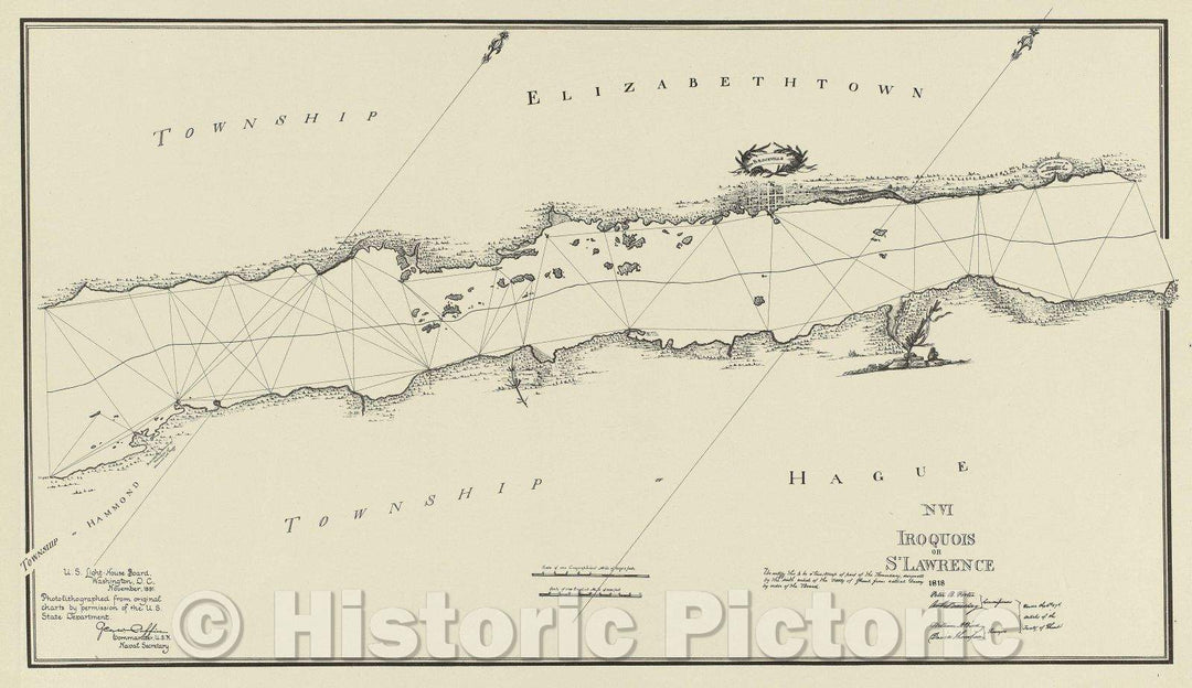 Historic Map : No.VI Iroquois or St. Lawrence 1818, 1891 , Vintage Wall Art