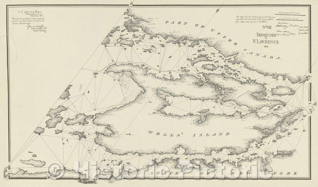 Historic Map : No.VIII Iroquois or St. Lawrence 1818, 1891 , Vintage Wall Art