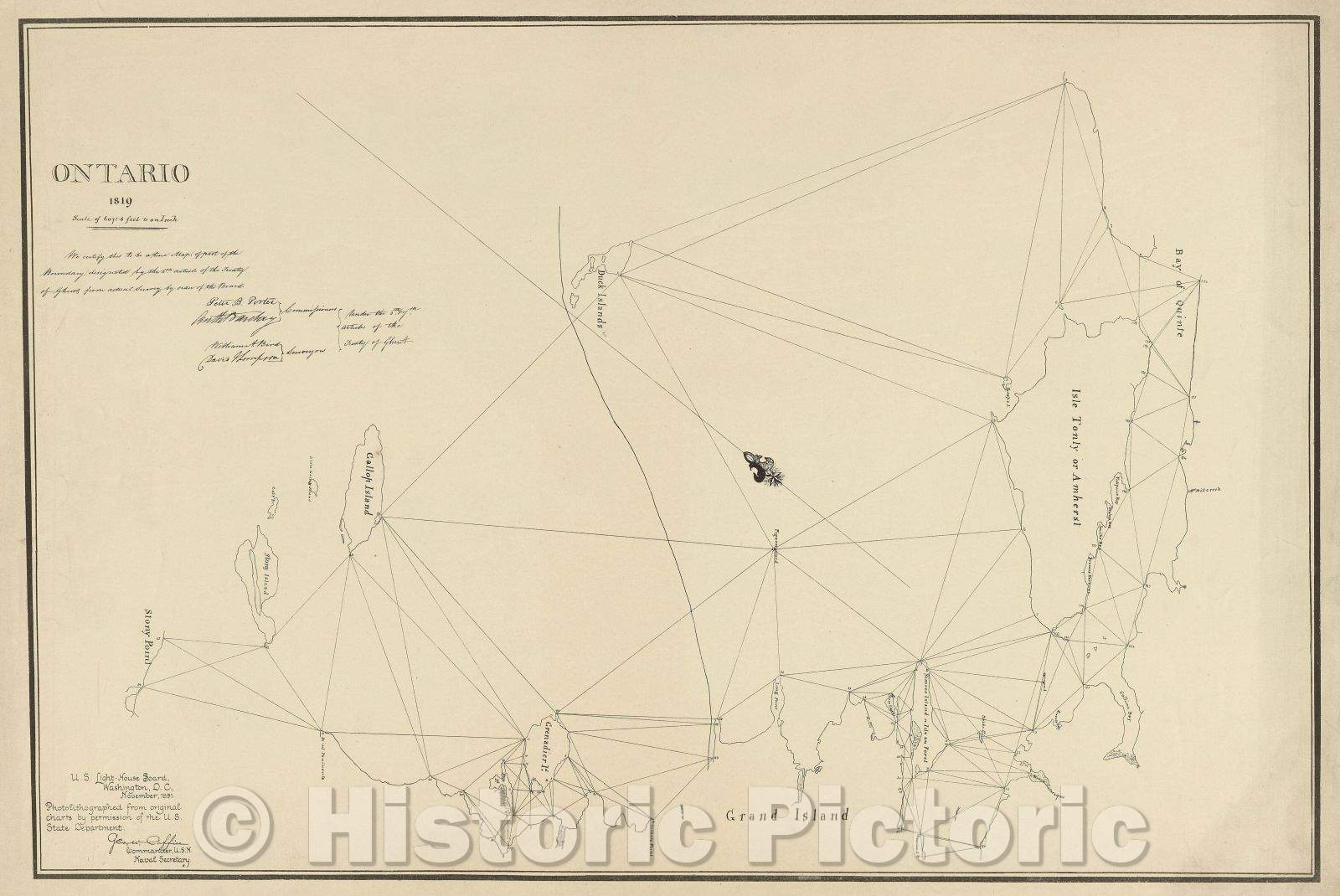 Historic Map : Ontario 1819, 1891 , Vintage Wall Art