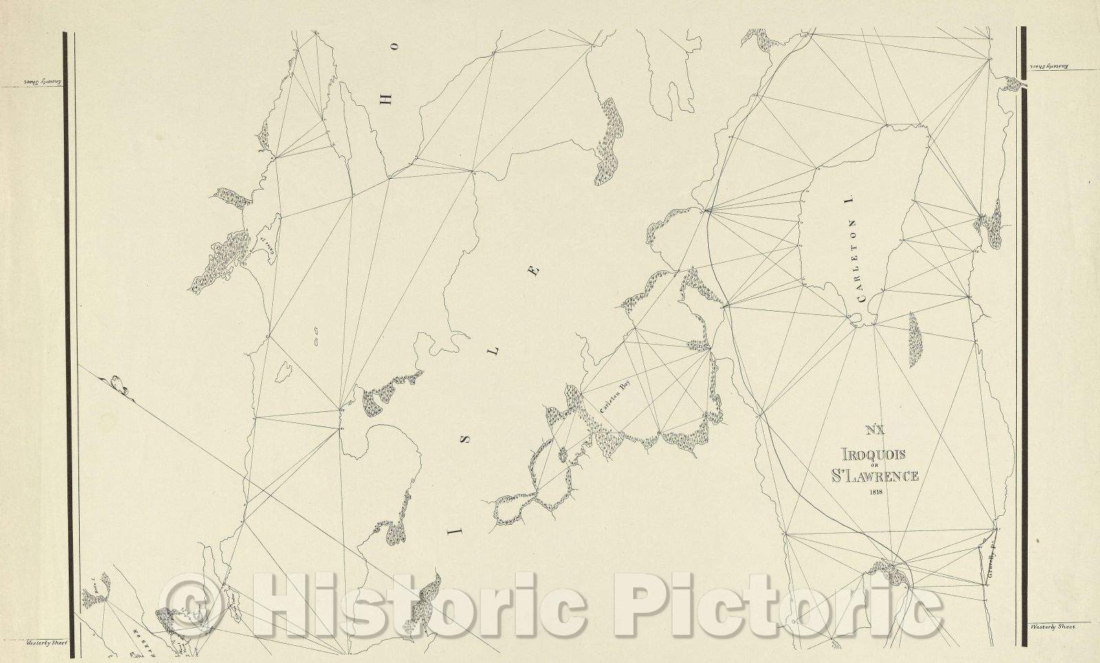 Historic Map : No.X Iroquois or St. Lawrence 1818, 1891 , Vintage Wall Art