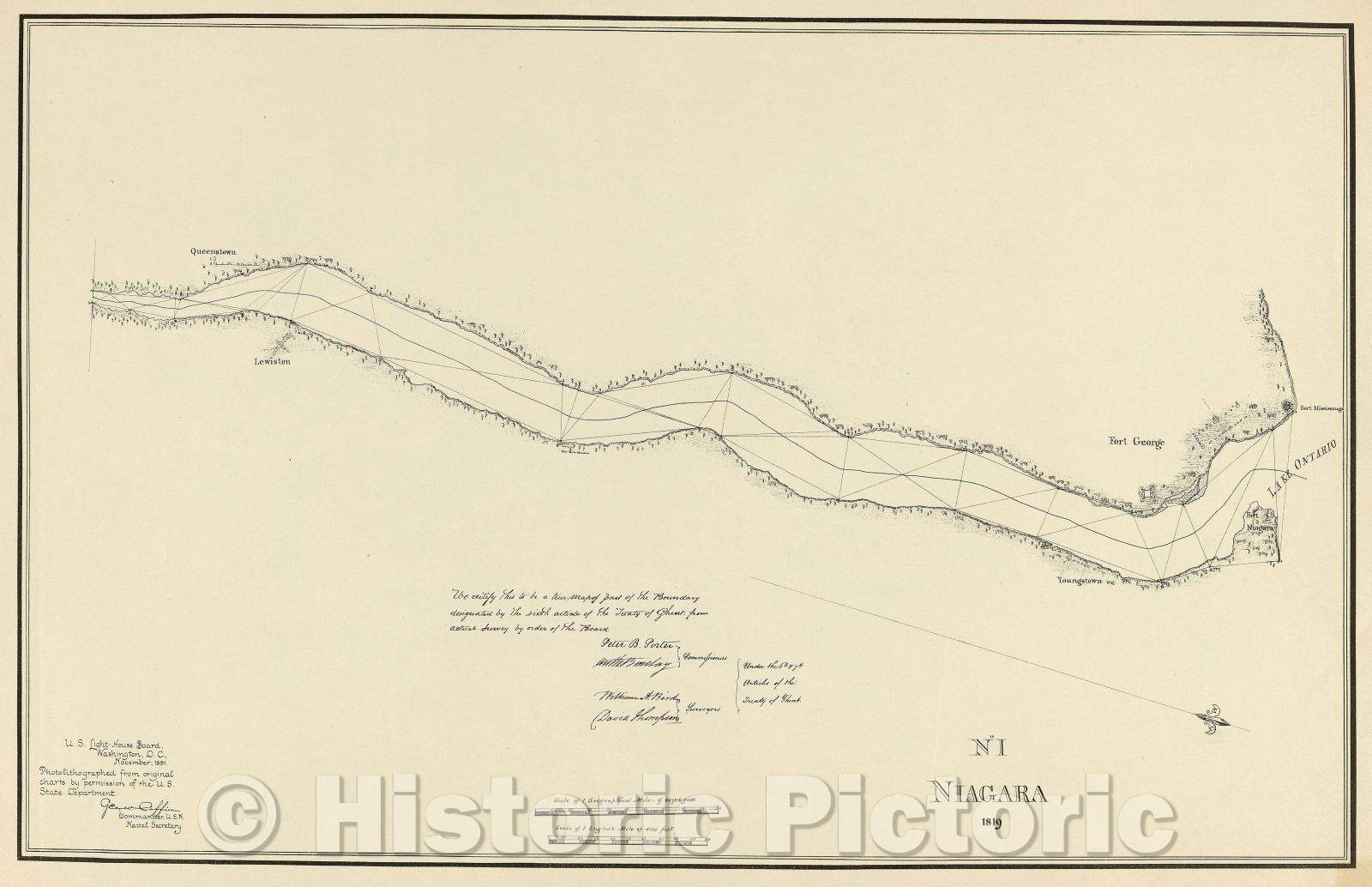 Historic Map : No.I Niagara 1819, 1891 , Vintage Wall Art
