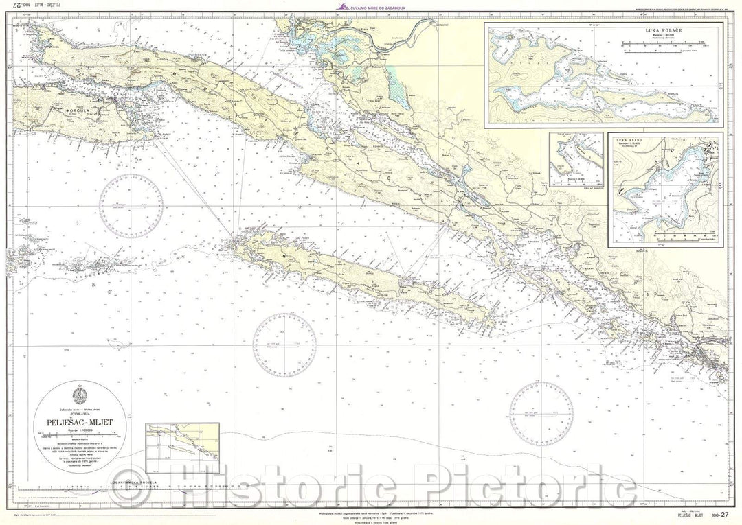 Historic Map : Peljesac-Mljet, 1989 , Vintage Wall Art