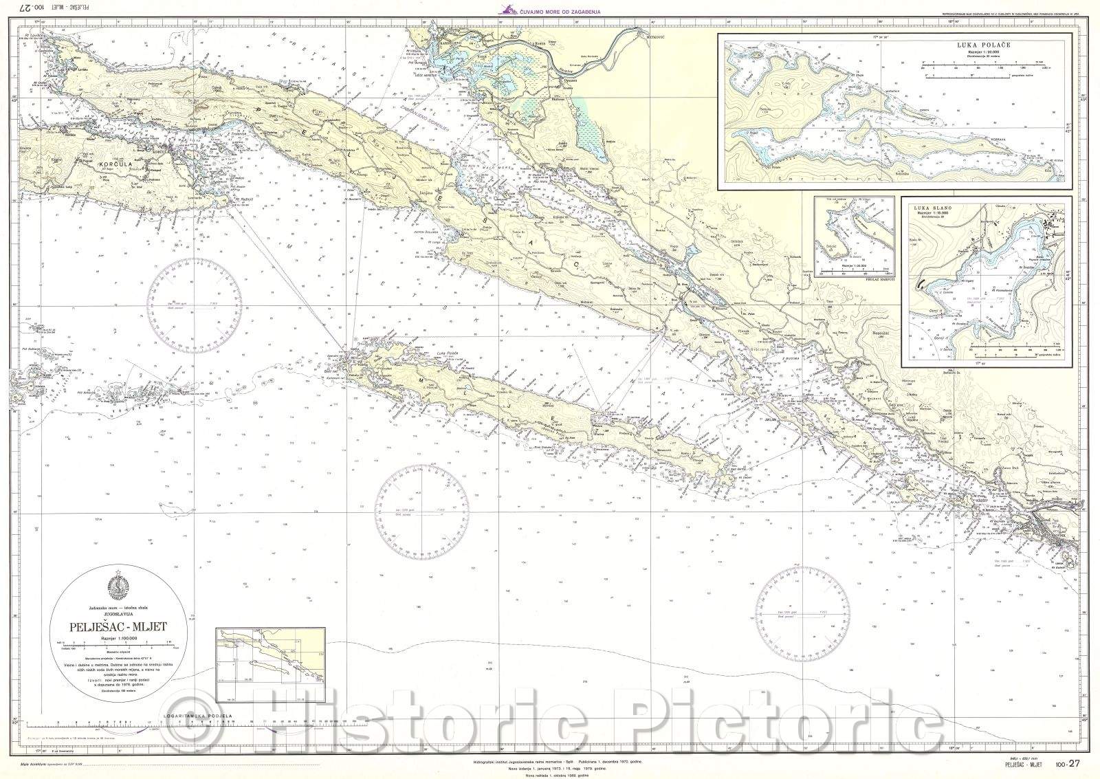 Historic Map : Peljesac-Mljet, 1989 , Vintage Wall Art