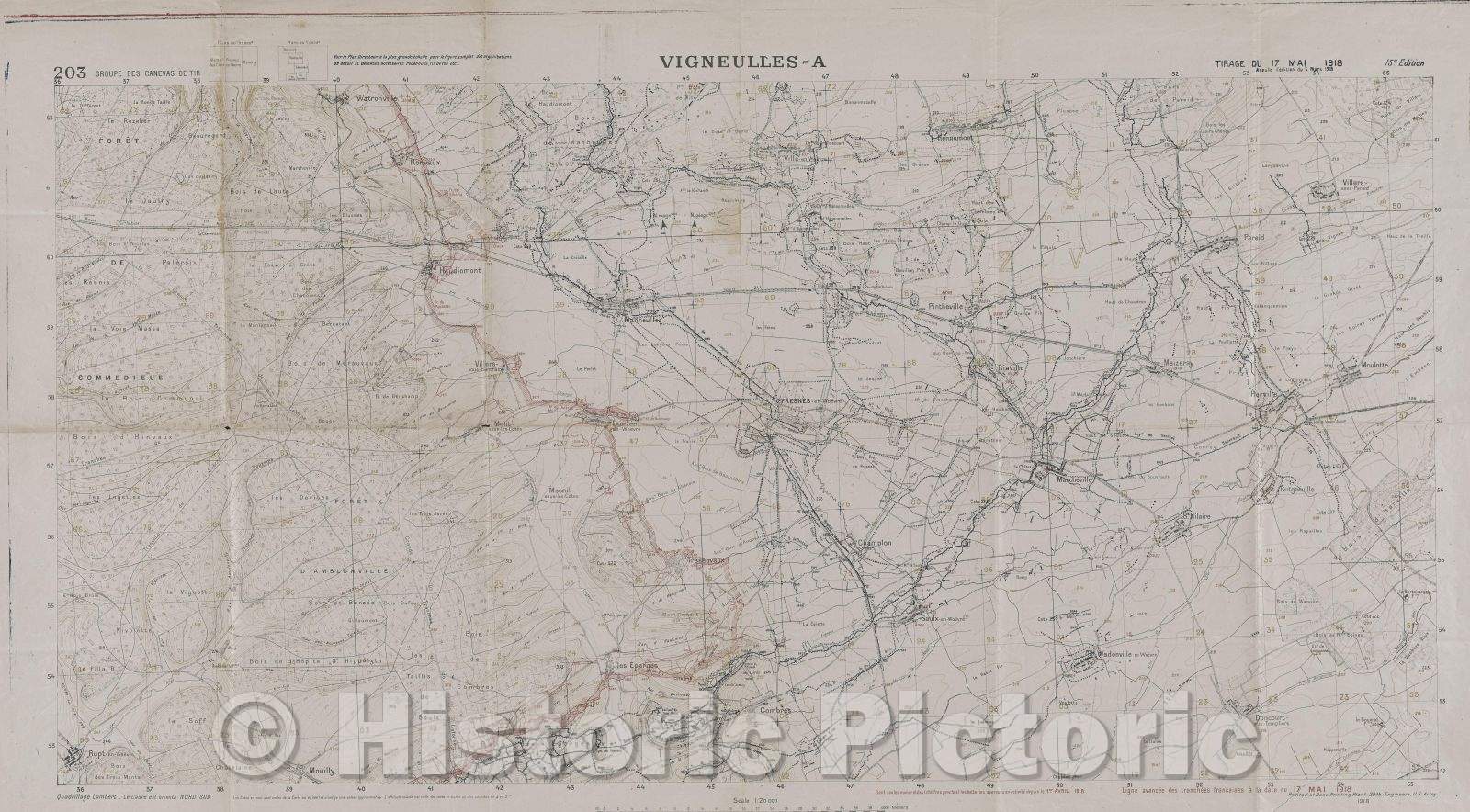 Historic Map : Vignellues - A, 1918 , Vintage Wall Art