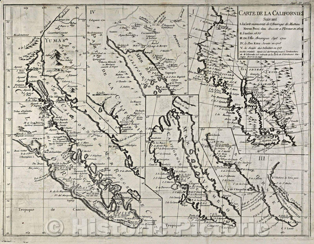 Historic Map : Carte de la Californie, 1774 , Vintage Wall Art , v2