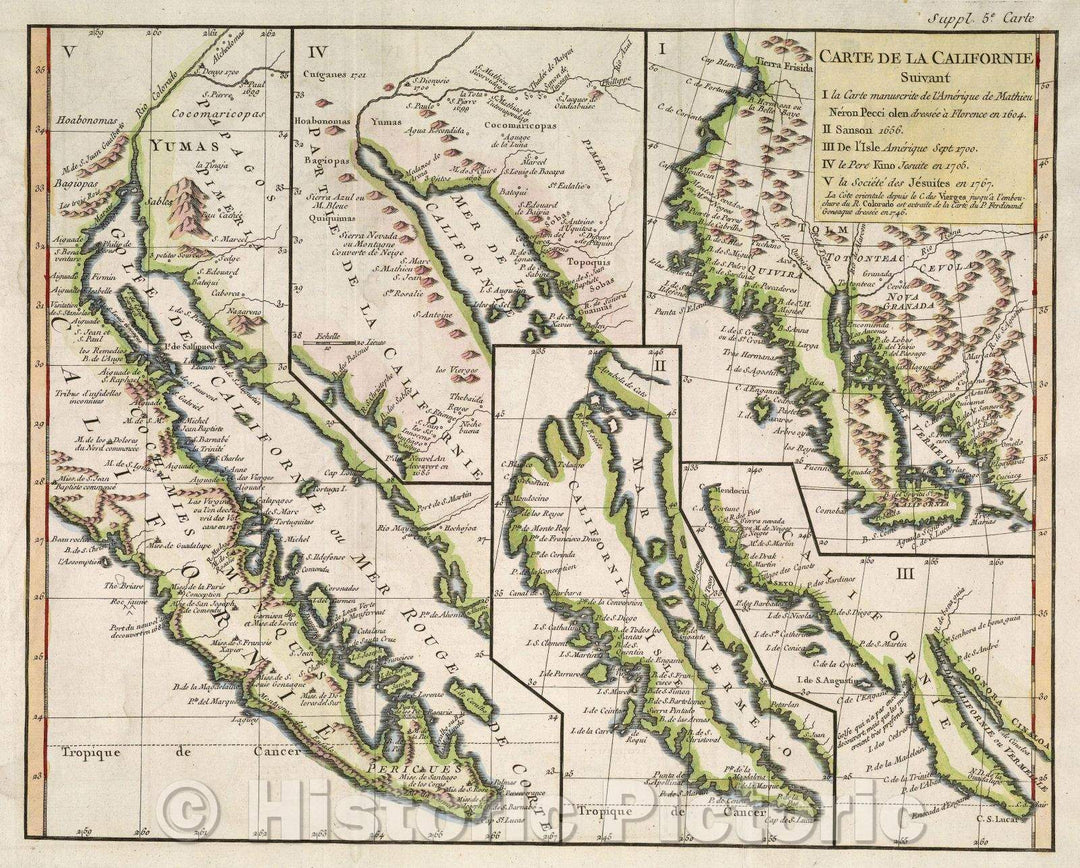 Historic Map : Carte de la Californie, 1774 , Vintage Wall Art