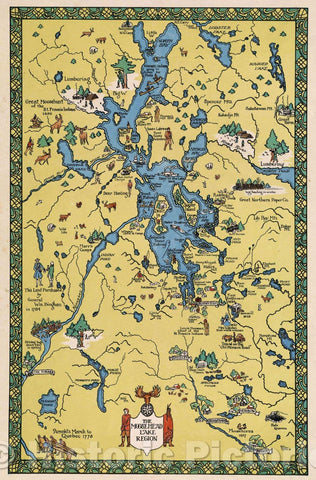 Historic Map : The Moosehead Lake Region, 1931 , Vintage Wall Art