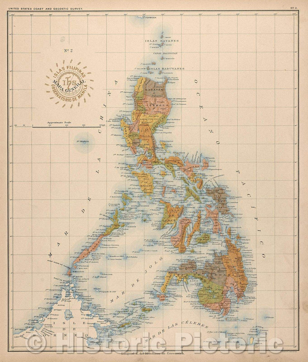 Historic Map : No. 2. Mapa General. Islas Filipinas Observatorio de Manila, 1899 , Vintage Wall Art