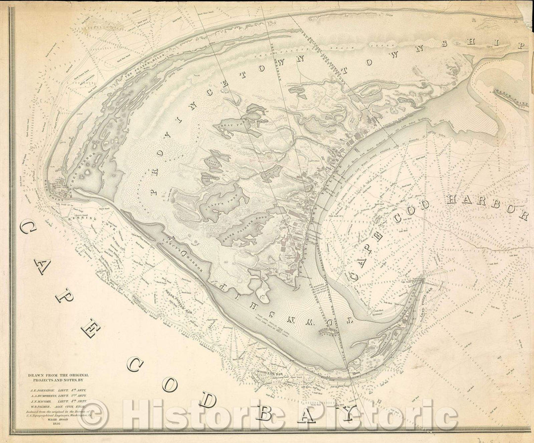Historic Map : A map of the extremity of Cape Cod : including the townships of Provincetown and Truro, with a chart of their sea coast and of Cape Cod Harbour, 1836 , Vintage Wall Art , v2