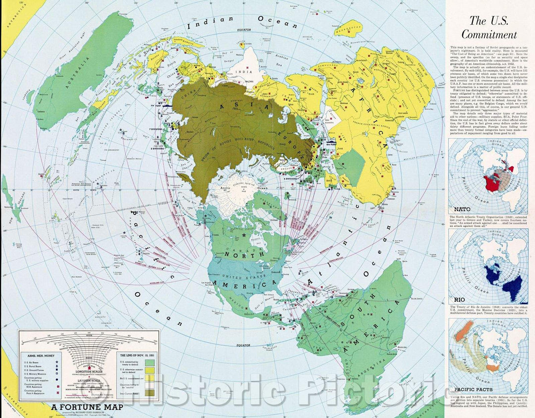 Historic Map : The U.S. Commitment, 1952 , Vintage Wall Art