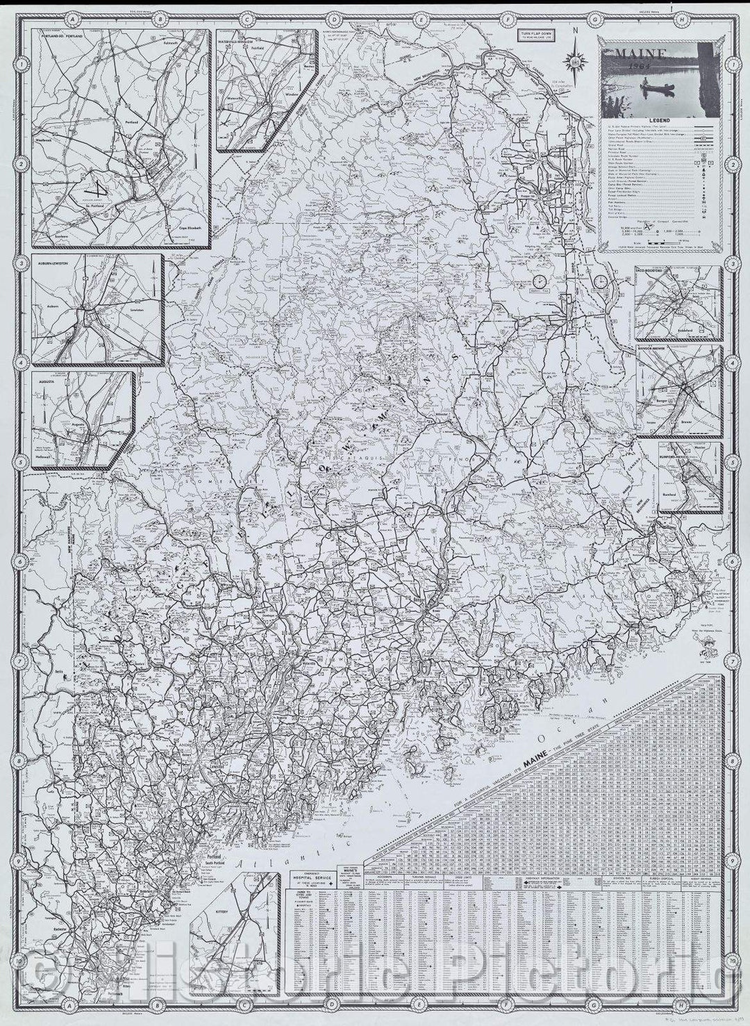 Historic Map : Maine 1964, 1964 , Vintage Wall Art