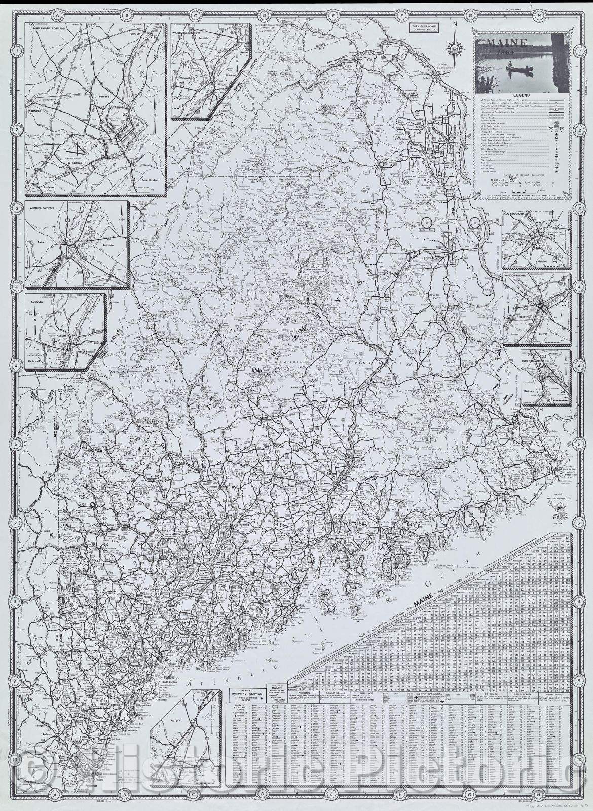 Historic Map : Maine 1964, 1964 , Vintage Wall Art