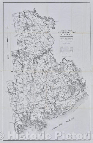 Historic Map : State of Maine Washington County, 1973 , Vintage Wall Art