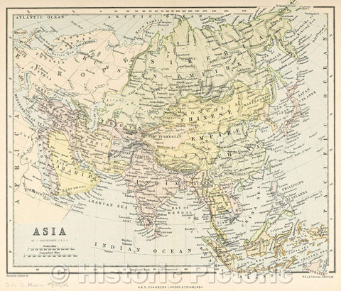 Historic Map : Asia, c. 1882 , Vintage Wall Art