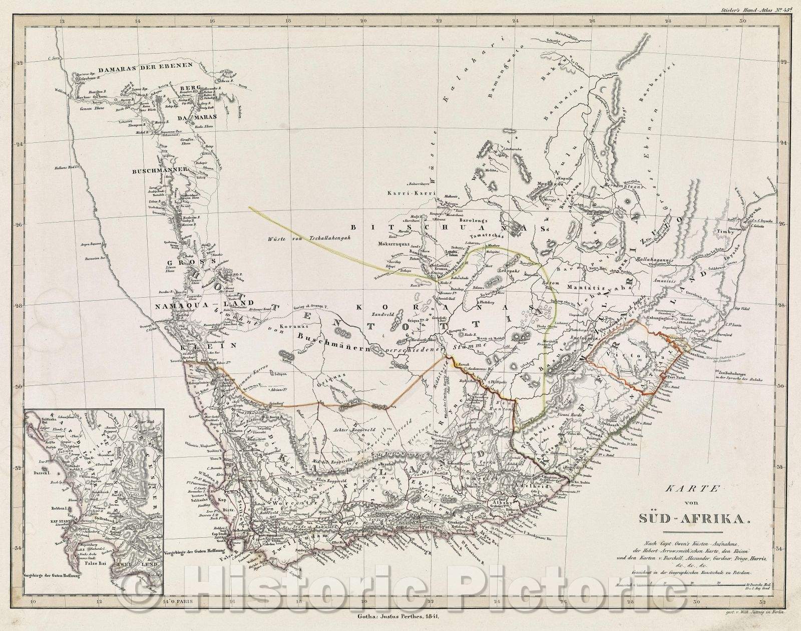 Historic Map : Mittel und Nord-Africa Westl. Theil., 1845 , Vintage Wall Art