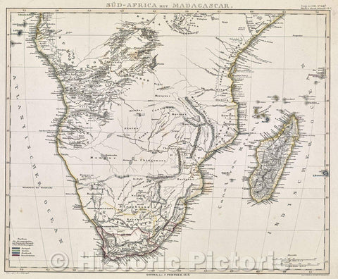 Historic Map : Sud-Africa mit Madagascar, 1846 , Vintage Wall Art