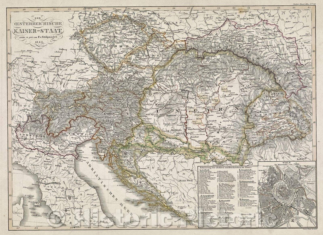 Historic Map : Der Oesterreichische Kaiser-Staat, 1844 , Vintage Wall Art