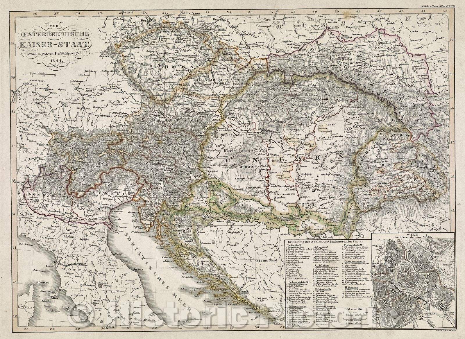 Historic Map : Der Oesterreichische Kaiser-Staat, 1844 , Vintage Wall Art