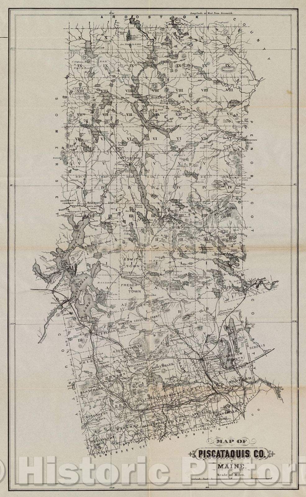 Historic Map : Map of Piscataquis Co. Maine, 1895 , Vintage Wall Art , v2