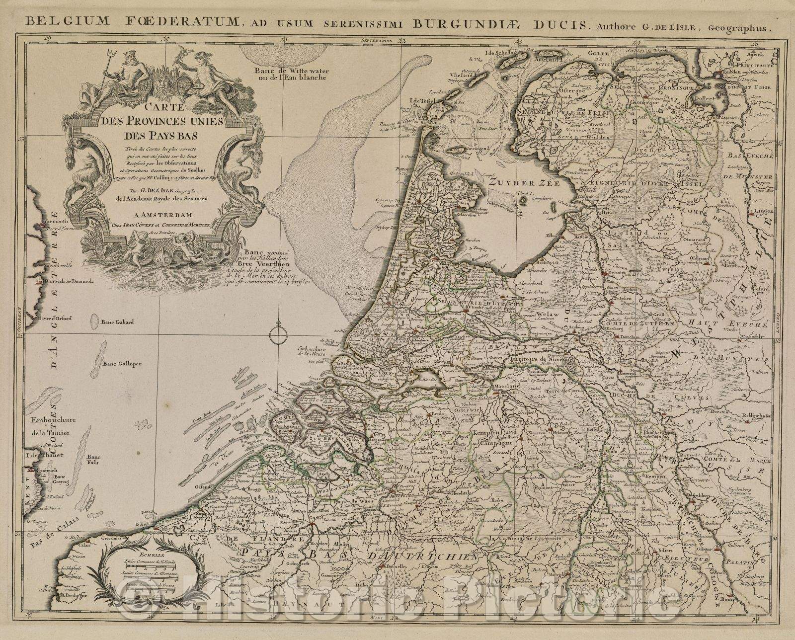 Historic Map : Carte des Provinces Unies des Pays Bas, c. 1702 , Vintage Wall Art
