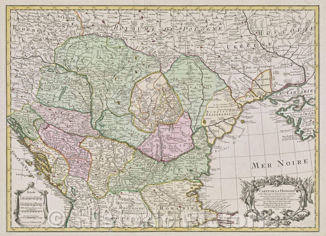 Historic Map : Carte de la Hongrie et des pays qui en dependoient autrefois, 1703 , Vintage Wall Art