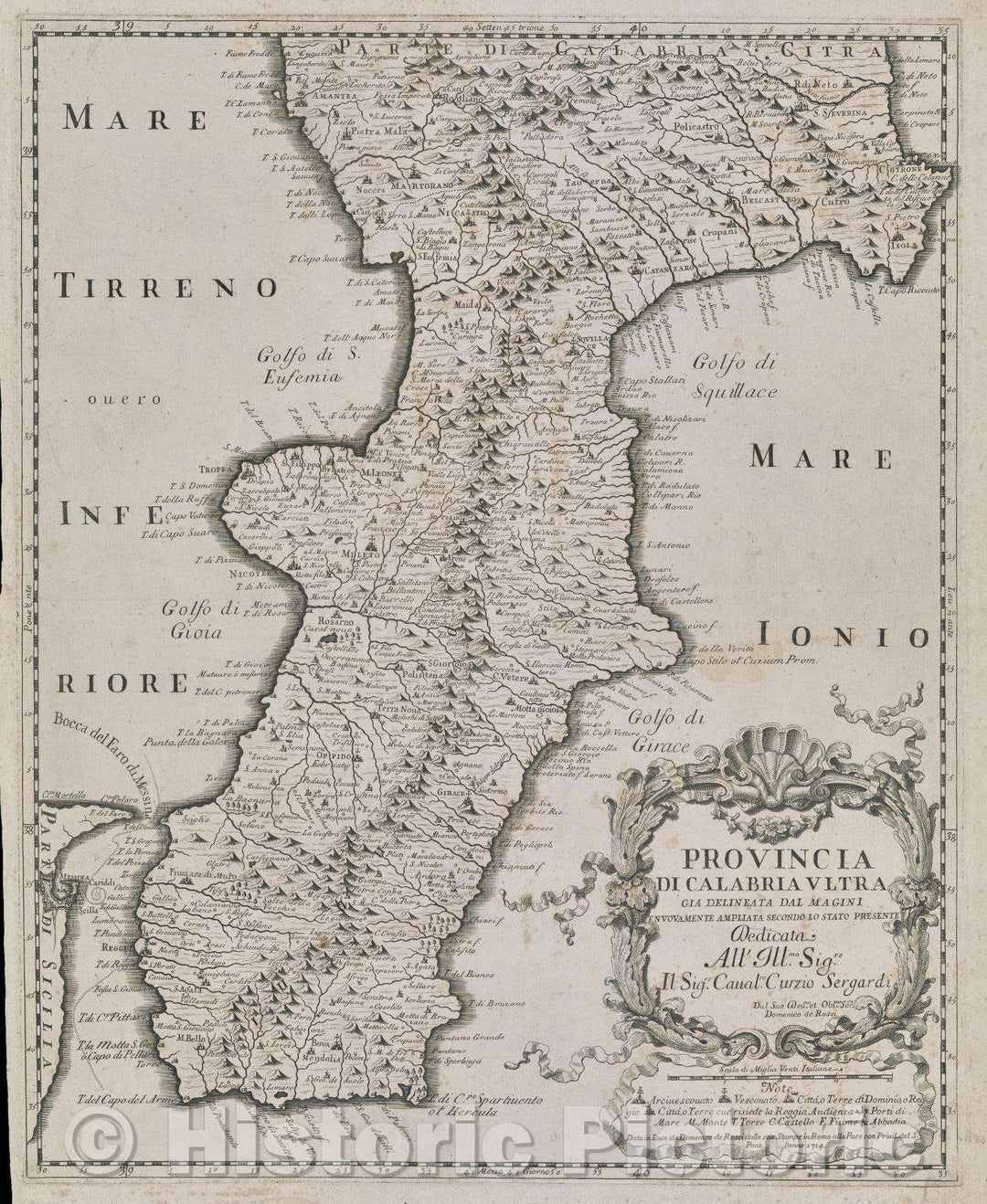 Historic Map : Provincia di Calabria Ultra Gia Delineata dal Magini  enuovamente Ampliata Secondo Lo Stato Presente, 1714 , Vintage Wall Art