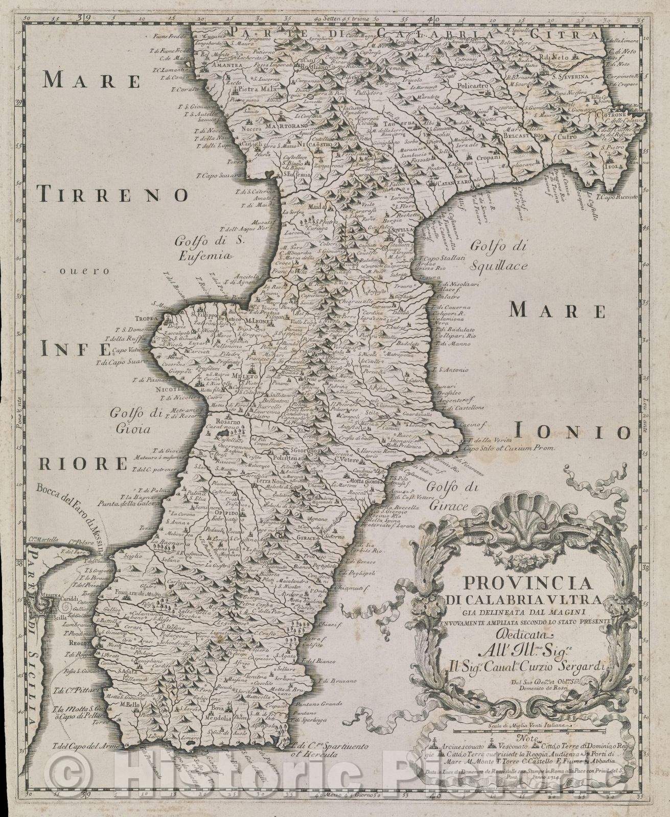 Historic Map : Provincia di Calabria Ultra Gia Delineata dal Magini  enuovamente Ampliata Secondo Lo Stato Presente, 1714 , Vintage Wall Art