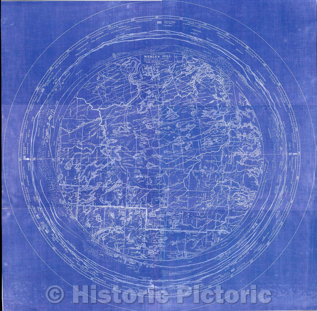 Historic Map : View from Welsey Hill Forest Fire Station, 1918 , Vintage Wall Art