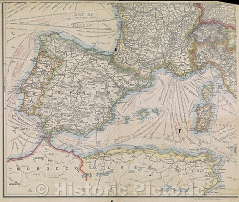 Historic Map : Map of part of Europe and Northern Africa, c. 1940 , Vintage Wall Art