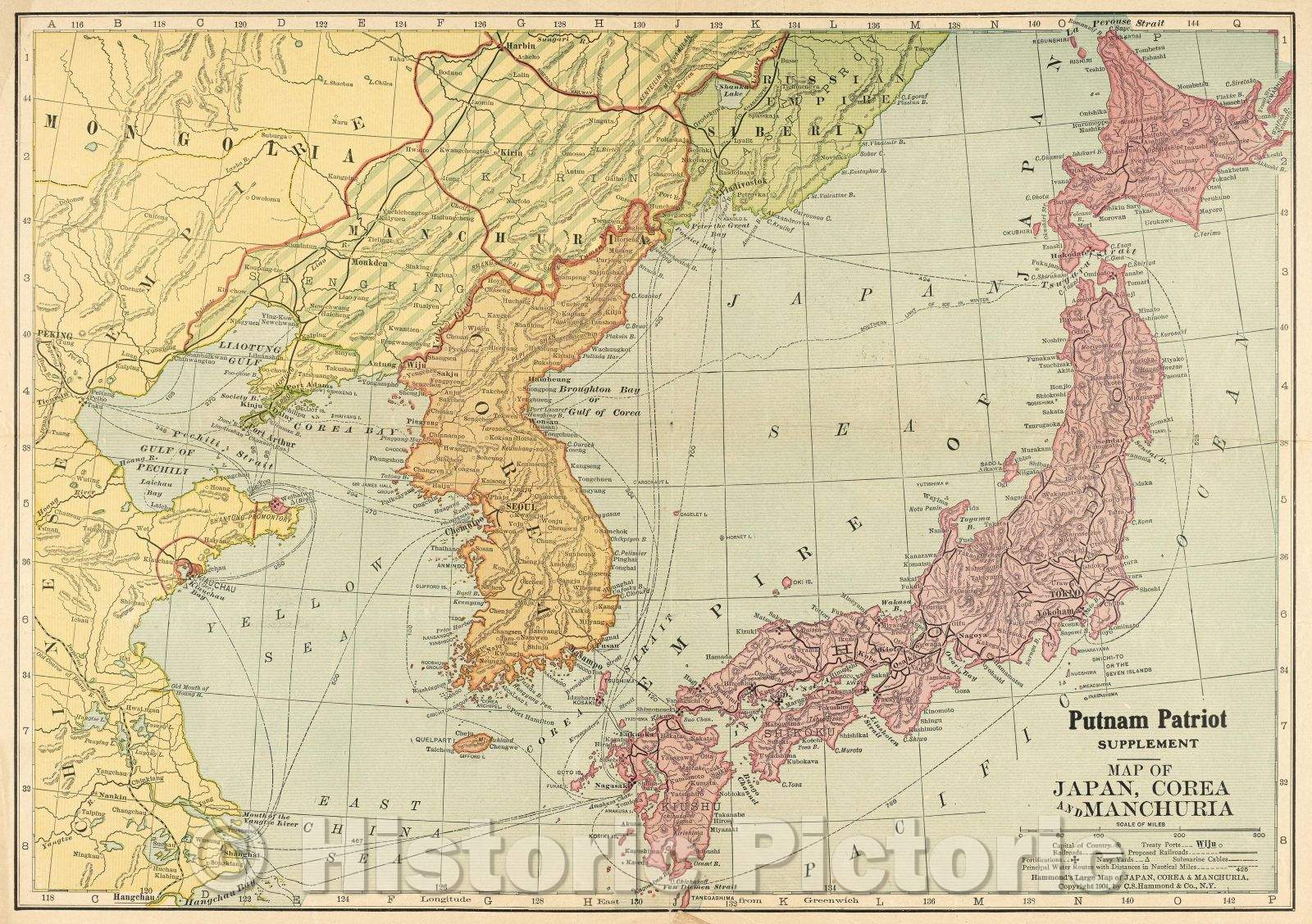 Historic Map : Japan, Corea and Manchuria, 1904 , Vintage Wall Art