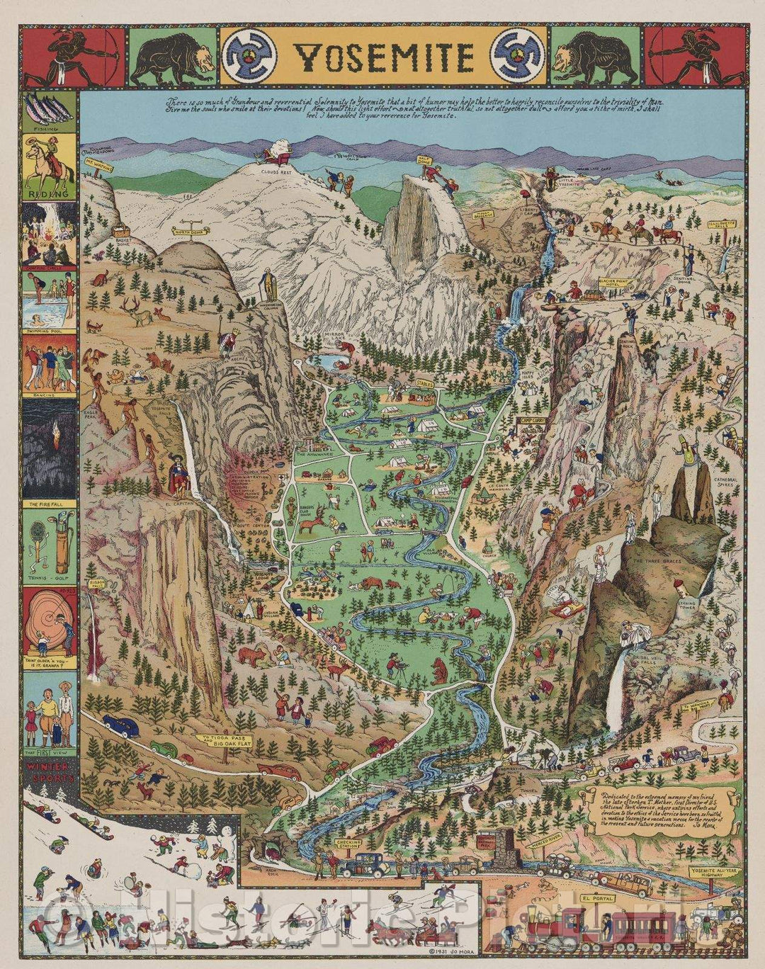 Historic Map : Yosemite, 1931 , Vintage Wall Art
