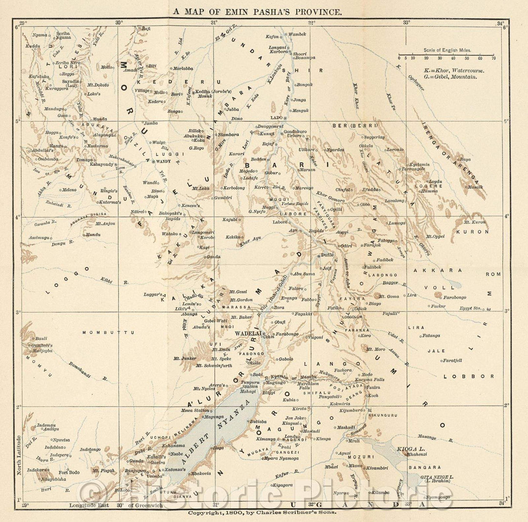 Historic Map : A Map of Emin Pasha's province., 1890 , Vintage Wall Art