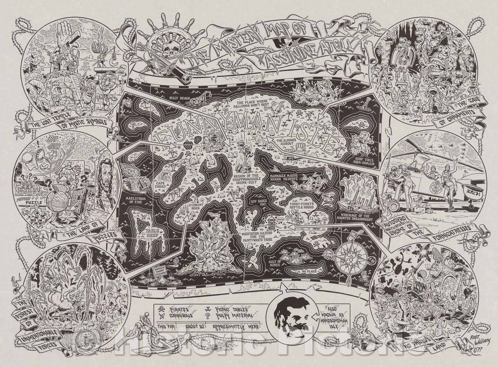 Historic Map : The Mystery Map of Assinine Atoll, 1977 , Vintage Wall Art