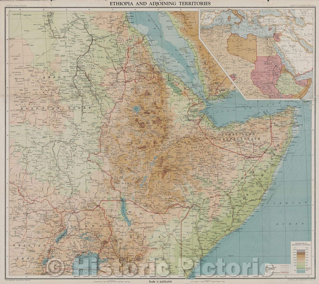 Historic Map : Ethiopia and adjoining territories., 1923 , Vintage Wall Art