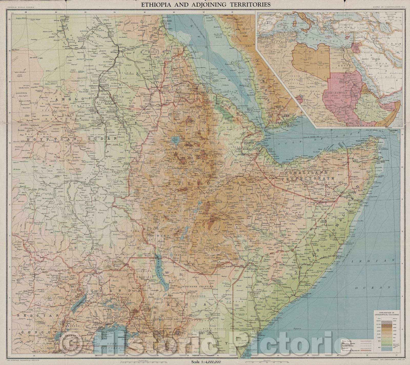 Historic Map : Ethiopia and adjoining territories., 1923 , Vintage Wall Art