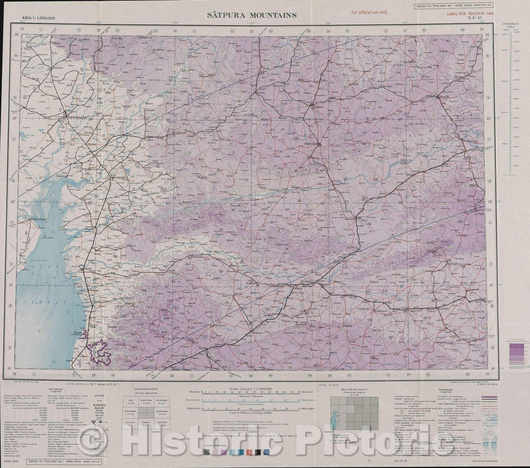 Historic Map : Satpura Mountains, Vintage Wall Art