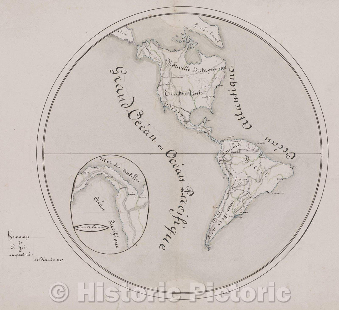 Historic Map : America - Isthmus de Panama, 1871 , Vintage Wall Art