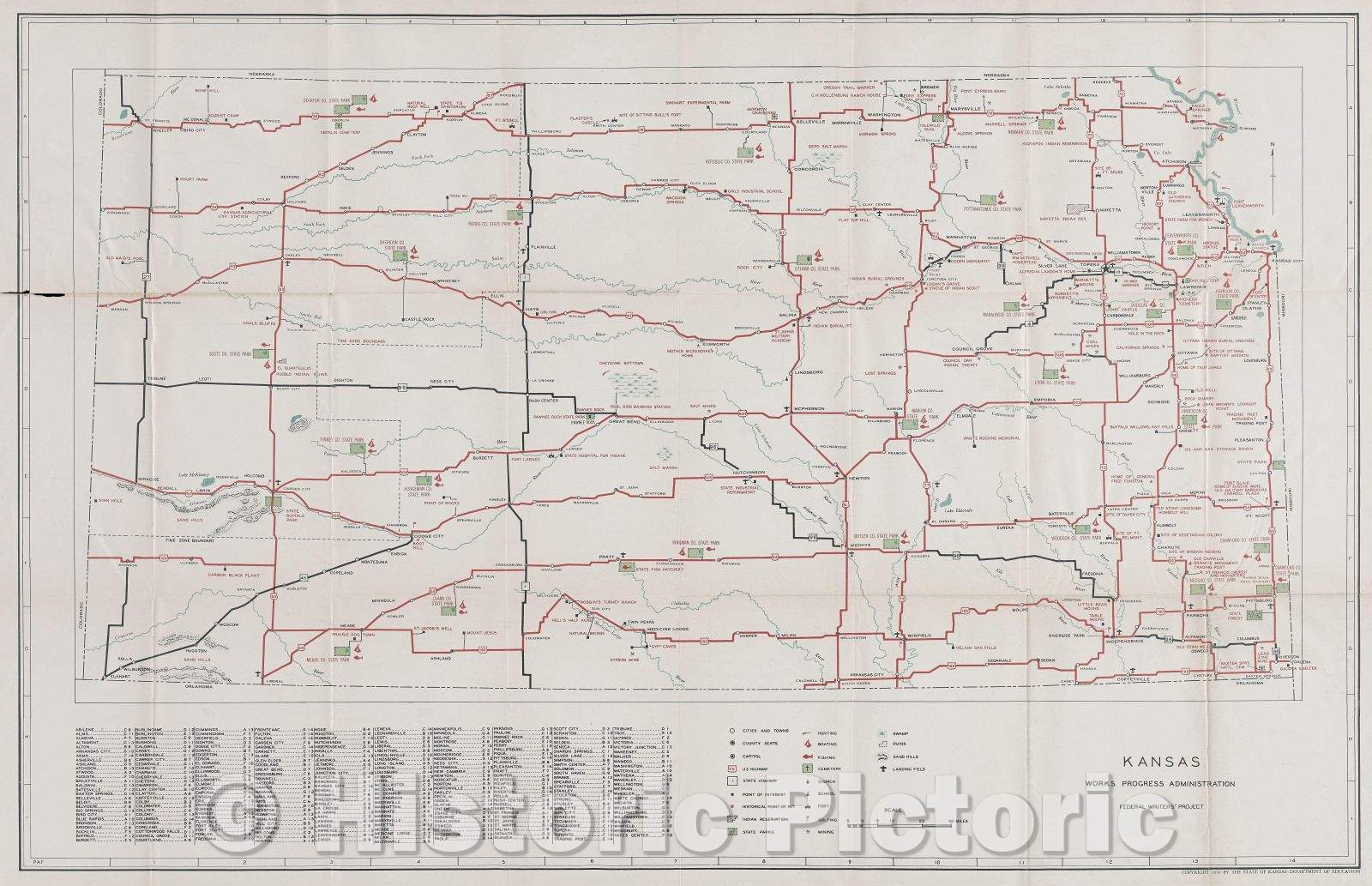Historic Map : Kansas, 1939 , Vintage Wall Art