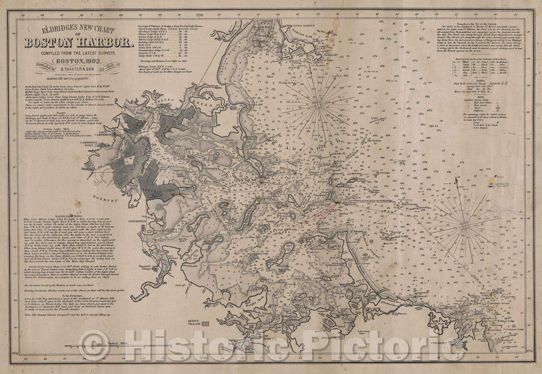Historic Map : Eldridge's new chart of Boston Harbor : compiled from the latest surveys, 1892 , Vintage Wall Art