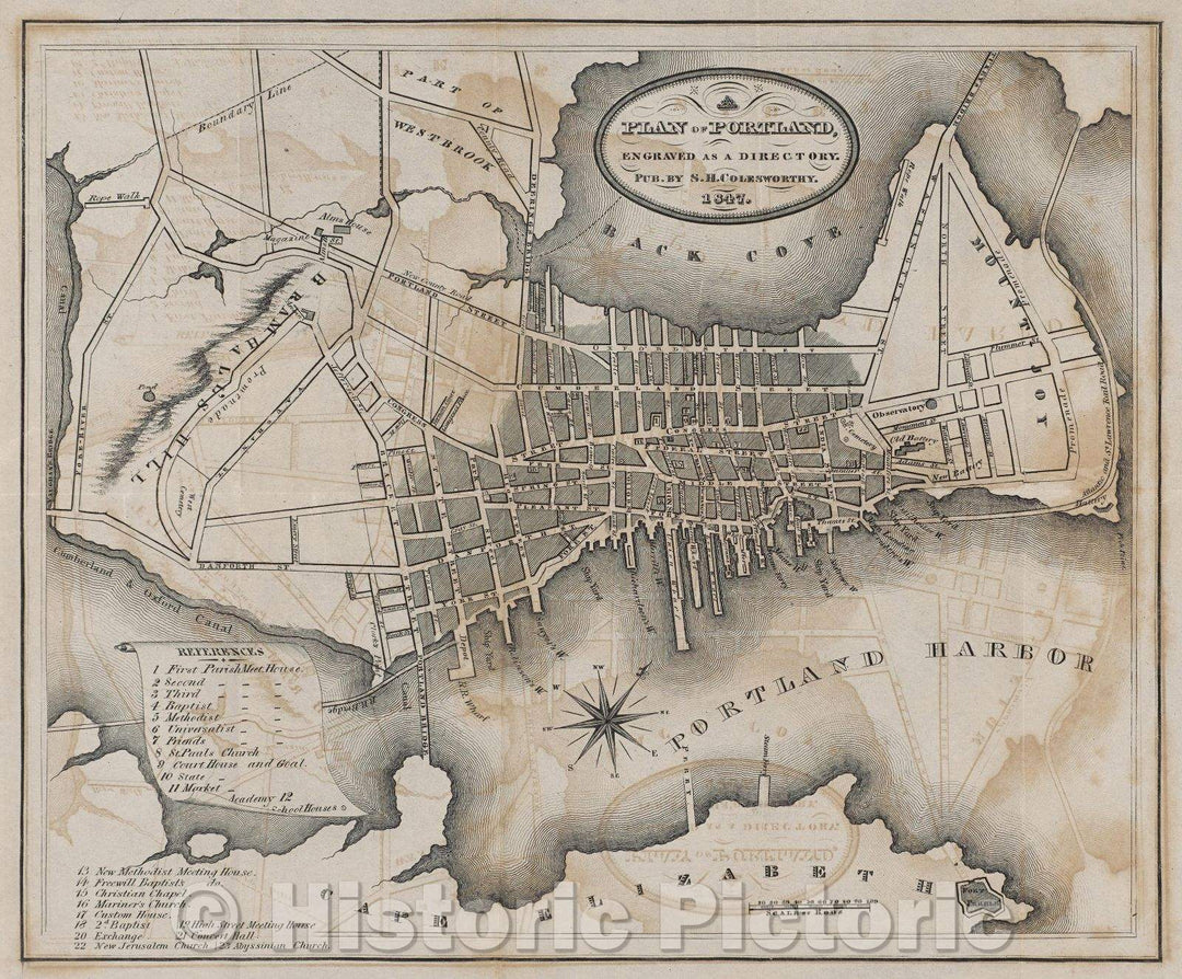Historic Map : The Portland Reference Book and City Directory, Vintage Wall Art