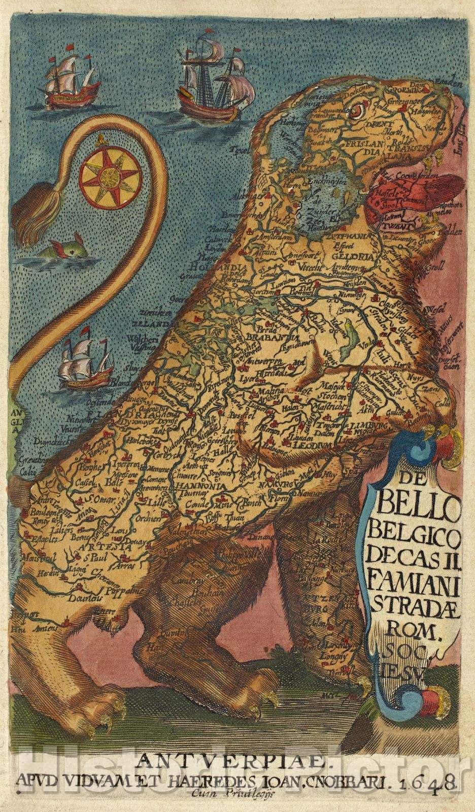 Historic Map : Famiani Stradae Romani Ã¨ Societate Iesu De bello Belgico decas secunda : ab initio praefecturae Alexandri Farnesii , Vintage Wall Art
