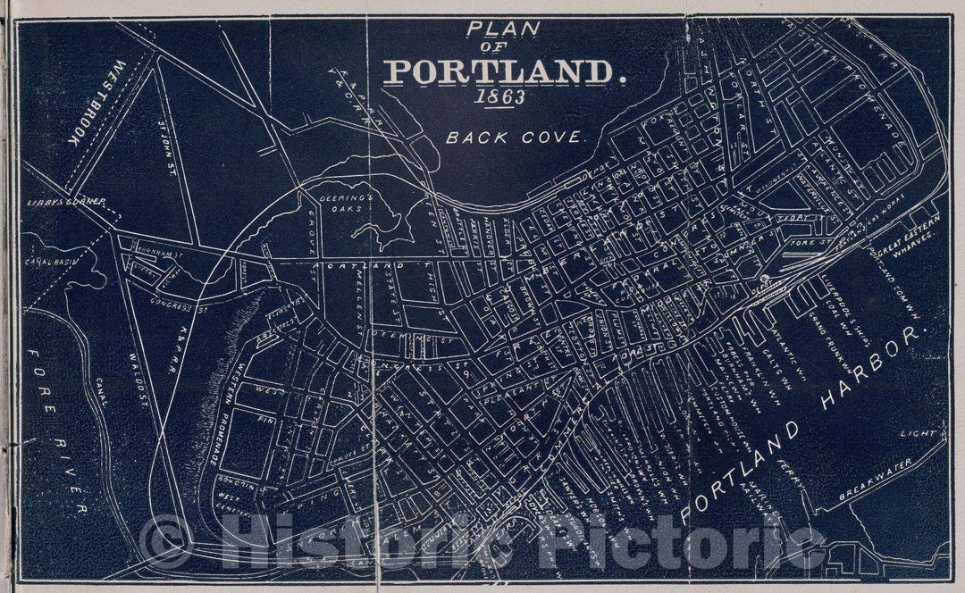 Historic Map : The Portland Directory, and Reference Book, For 1863-4., Vintage Wall Art