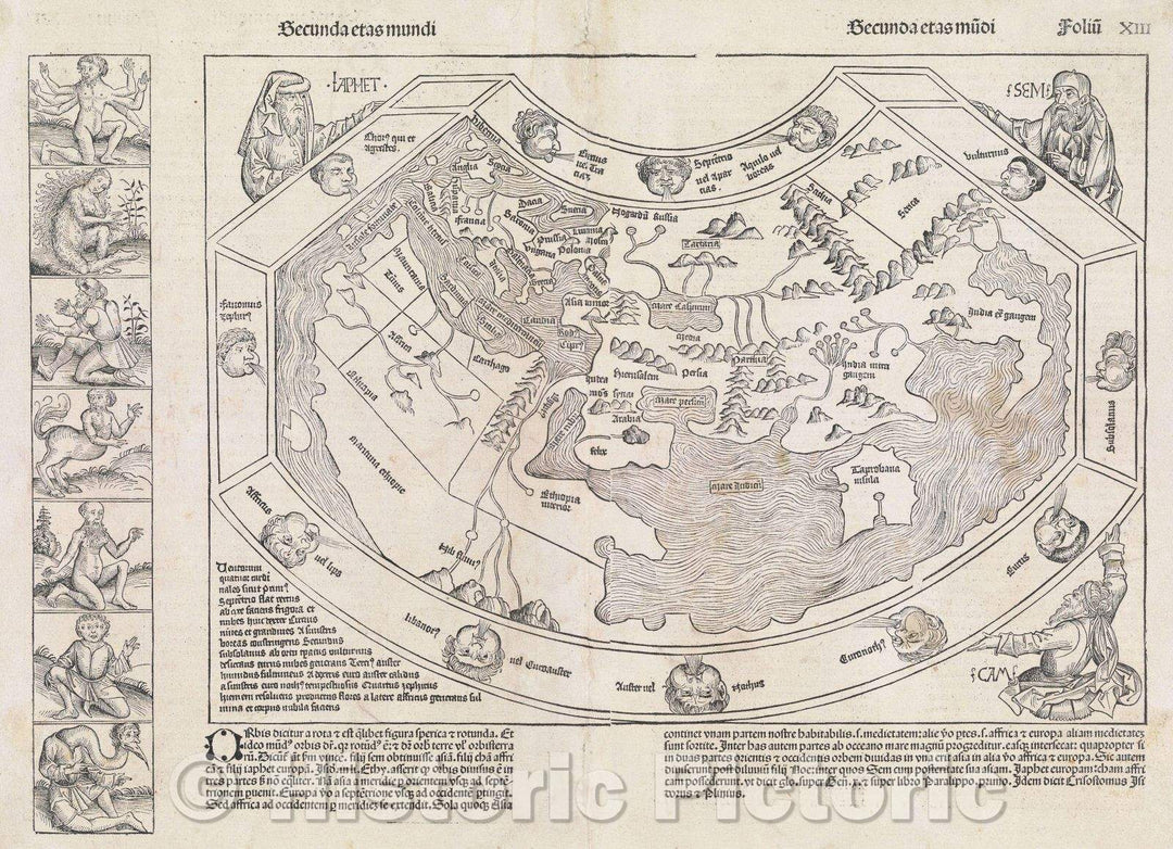 Historic Map : Secunda etas mundi, 1493 , Vintage Wall Art