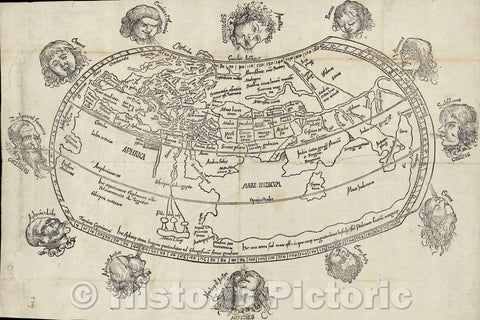 Historic Map : Untitled Ptolemaic Map of the World, 1504 , Vintage Wall Art