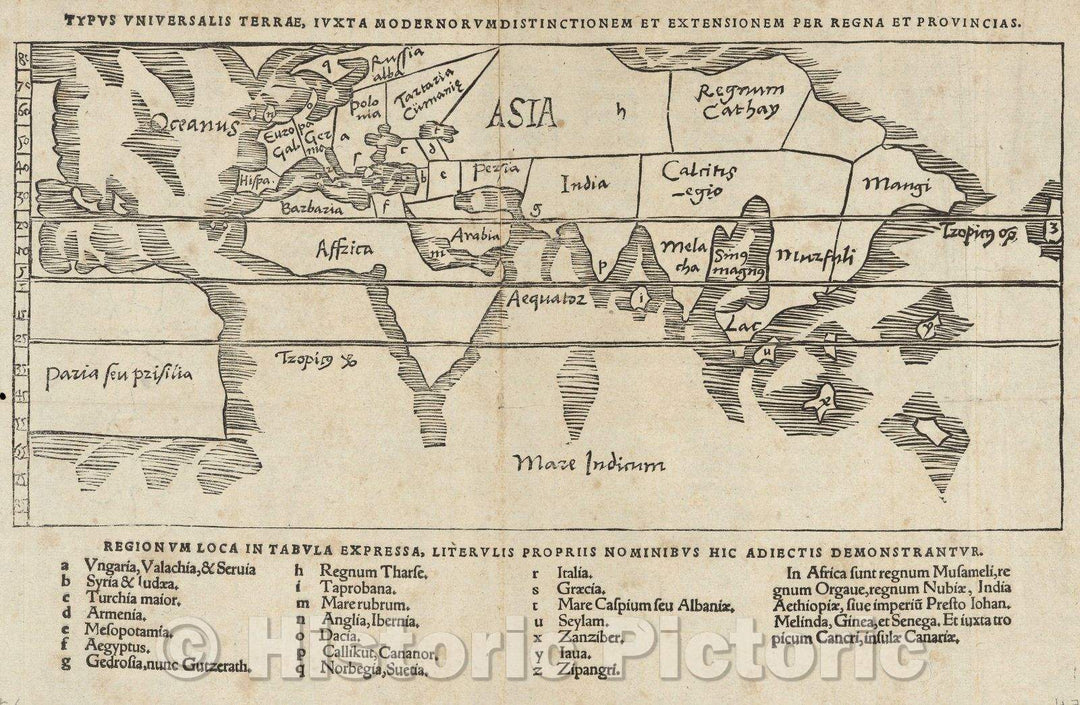 Historic Map : Typus Universalis Terrae, Iuxta Modernorum Distinctionem et Extensionem per Regna et Provincias, 1513 , Vintage Wall Art