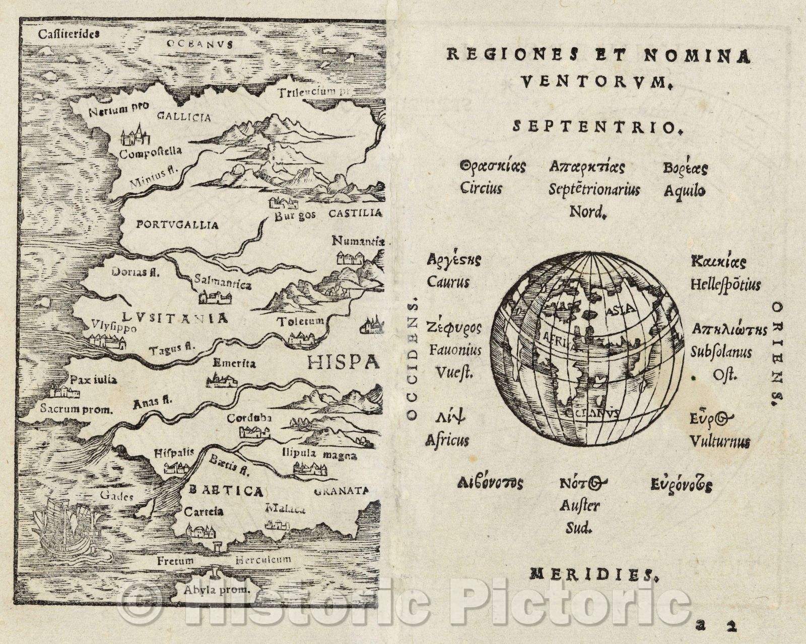 Historic Map : Universalis Cosmographia, 1546 , Vintage Wall Art