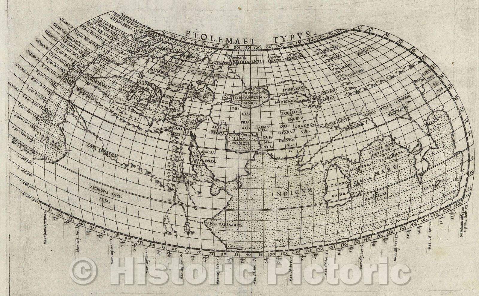 Historic Map : Ptolemaei Typus, 1561 , Vintage Wall Art