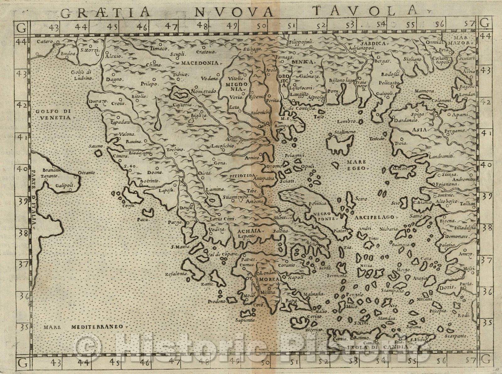 Historic Map : Graetia Nuova Tavola, 1561 , Vintage Wall Art