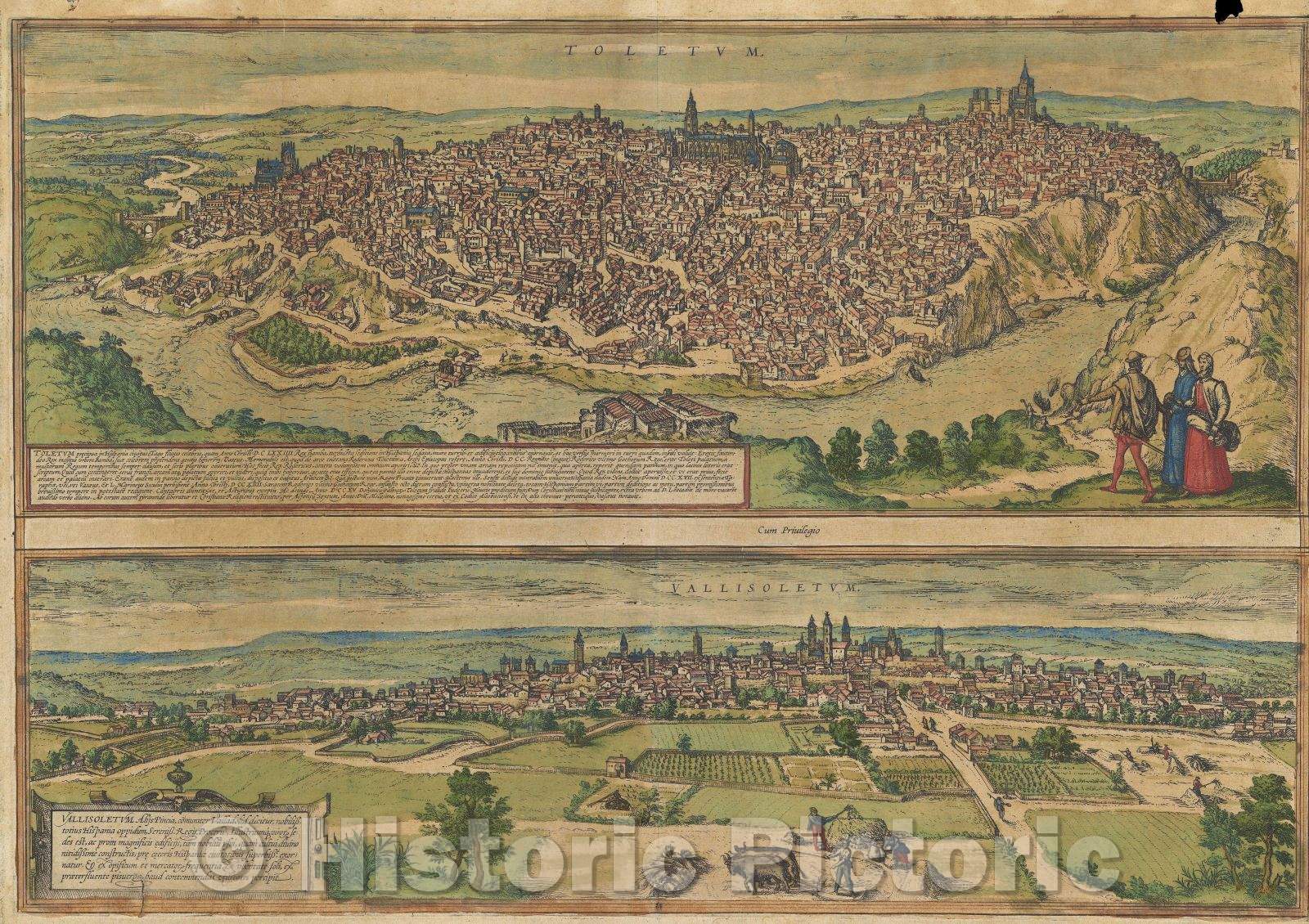 Historic Map : Toletum Vallisoletum, 1575 , Vintage Wall Art